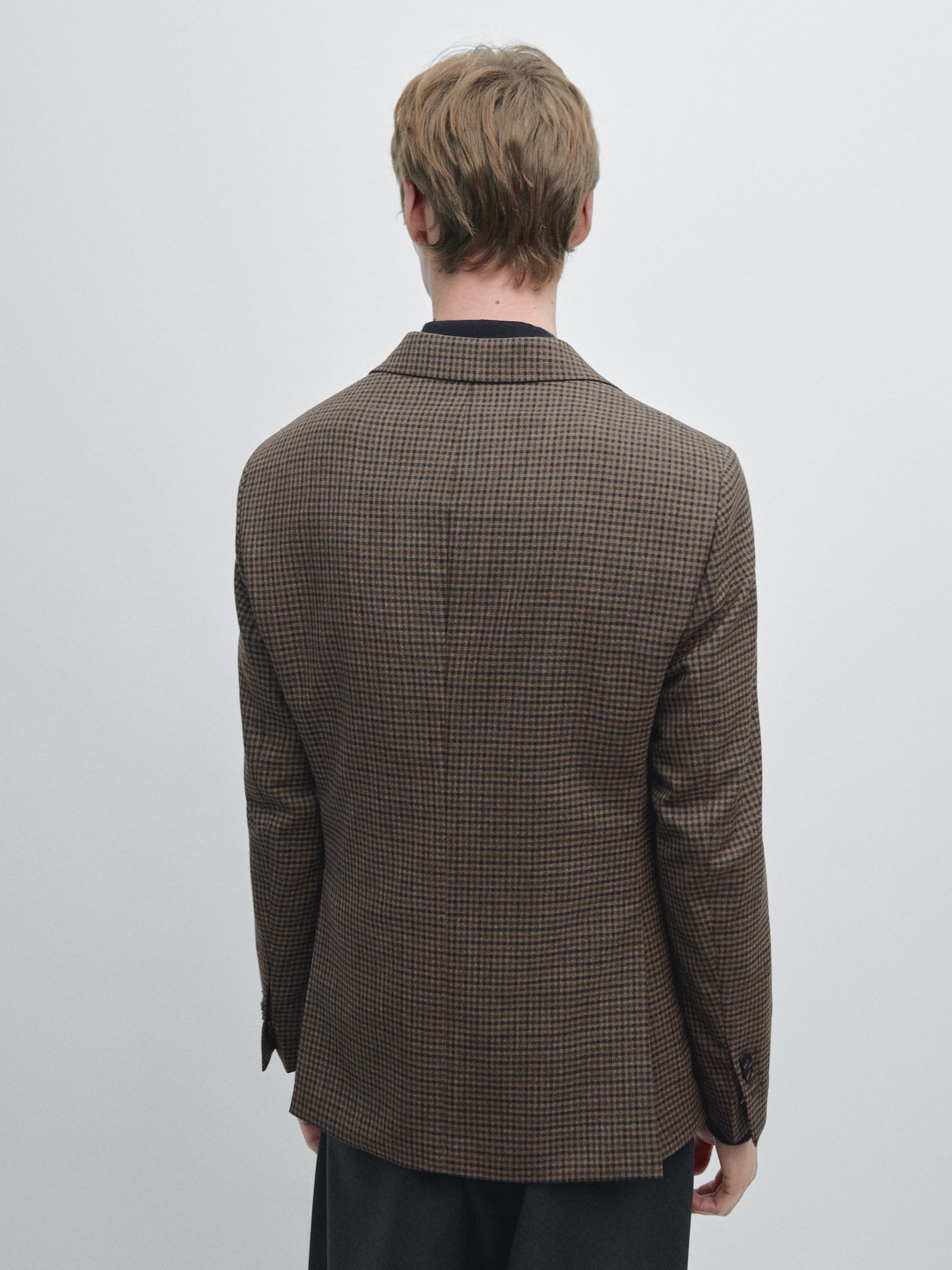 Blazer tailored à carreaux 100 % laine